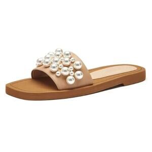 Stuart Weitzman Goldie Slide Adobe Chiffon Calf Size 5B